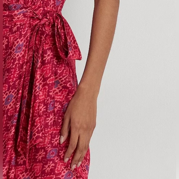 LAUREN RALPH LAUREN Geo-Print Shantung Midi Dress Size 2 - Picture 3 of 14